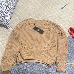 Cozy Knit Crew Neck Sweater in Camel